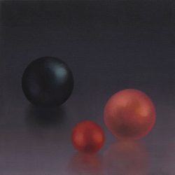 Pozíciók, gömbök 2009. Olaj - vászon, 20x20 cm