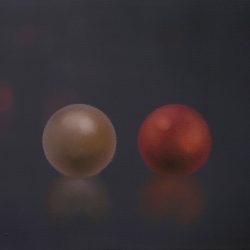 Pozíciók, gömbök 2009. Olaj - vászon, 20x20 cm